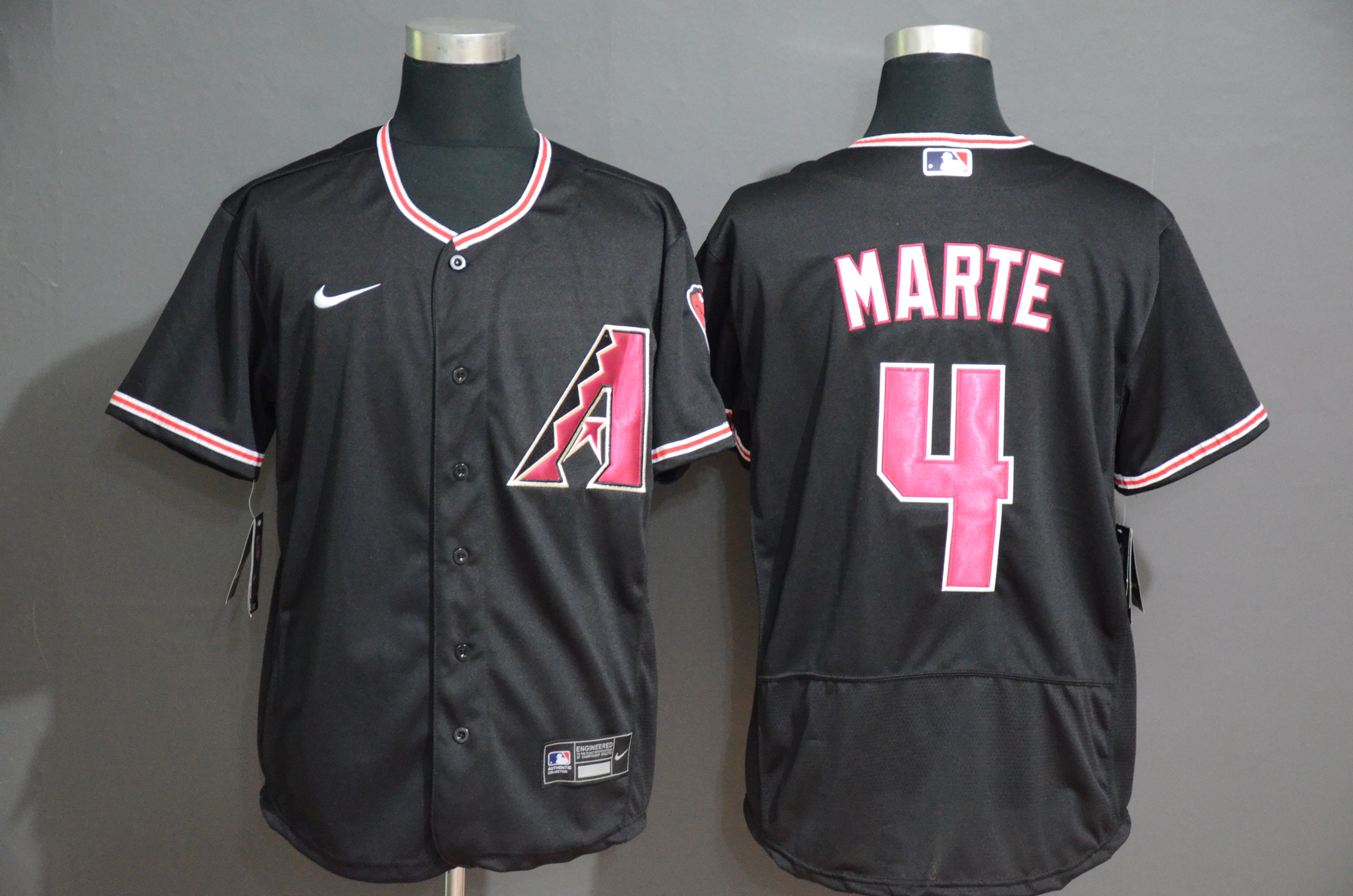 Men Arizona Diamondback #4 Marte Black Nike Elite MLB Jerseys->arizona diamondback->MLB Jersey